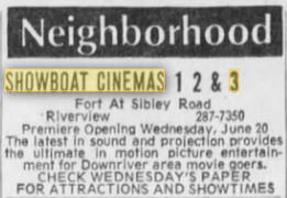 Showboat 5 (Showboat Cinemas 1 2 & 3) - June 16 1973 Opening Ad (newer photo)